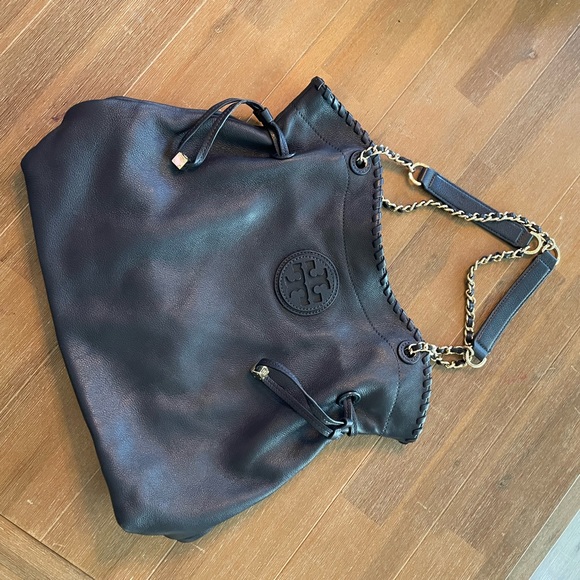 Navy Blue Tory Burch Marion Large Slouchy Purse - Picture 4 of 10